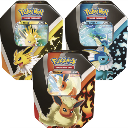 Eevee Evolutions 2021 - Pokemon Tin Case (Jolteon Flareon Vaporeon) - 6x Tins - Sealed