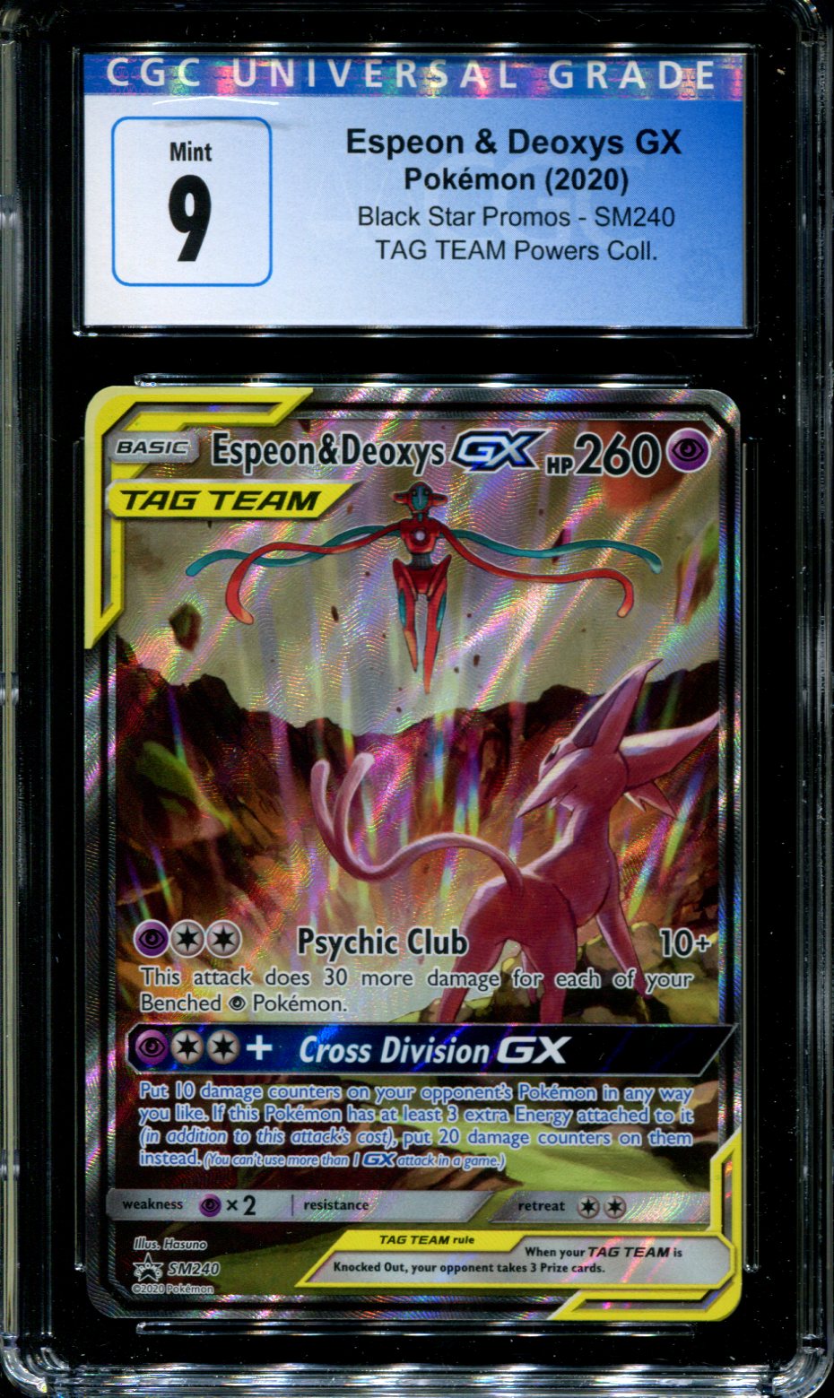 Espeon & Deoxys GX - SM240 - CGC 9 - Black Star Promos - Ultra