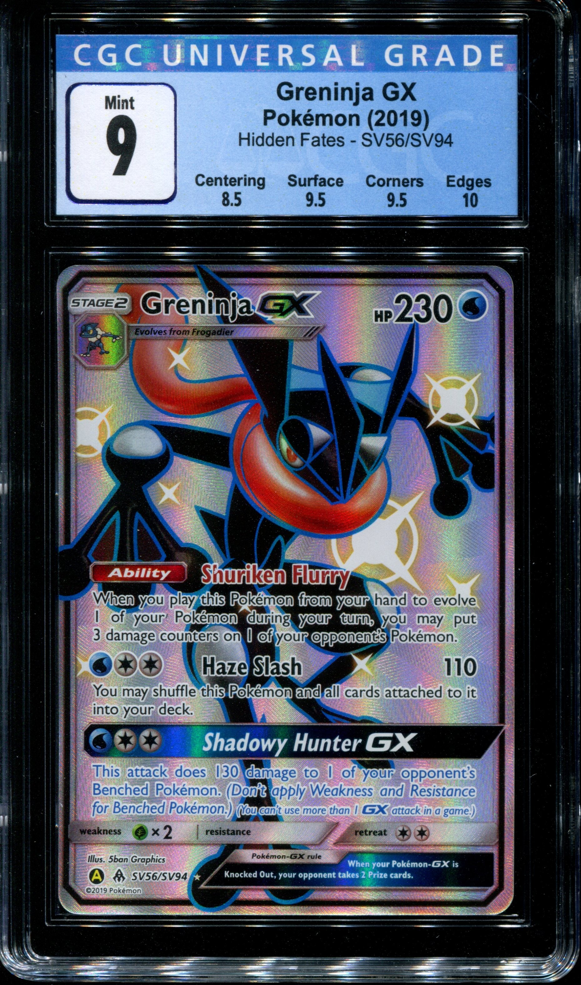 Greninja GX - SV56/SV94 - CGC 9 Mint - Hidden Fates - 02230