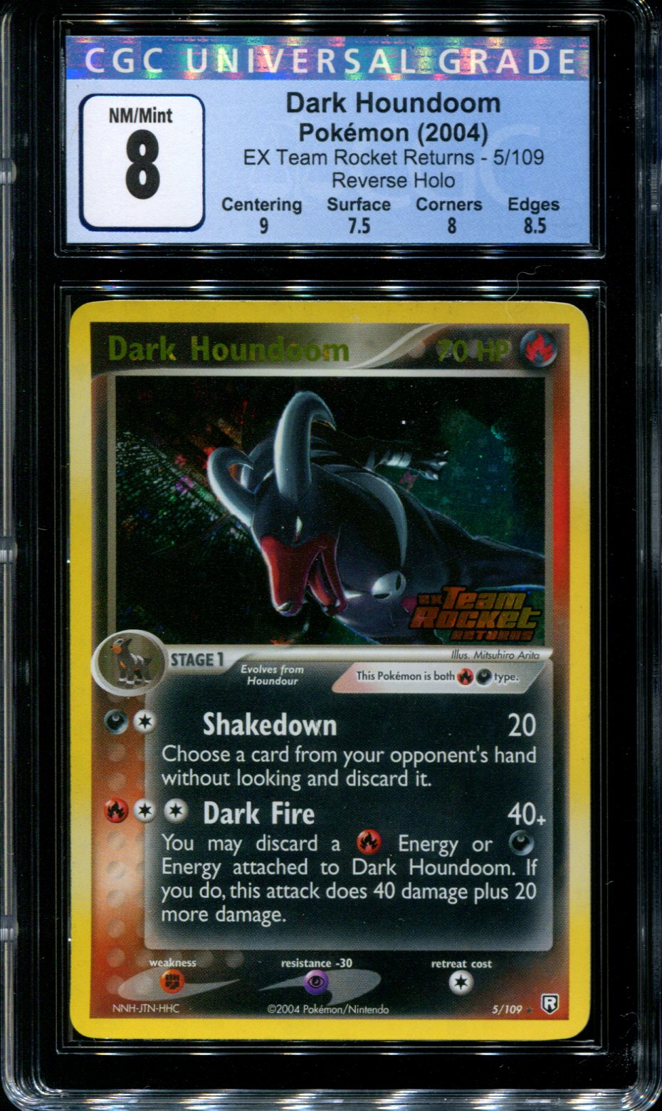 Pokemon Dark 2024 Houndoom Reverse CGC 8 with subgrades