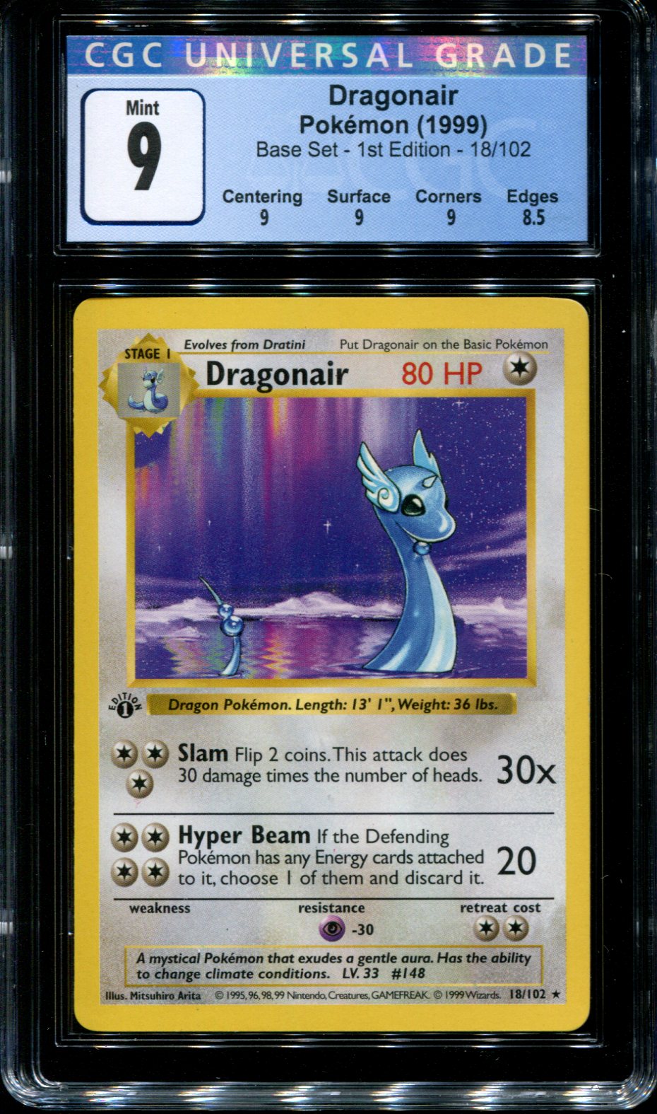 Dragonair - 1st Edition - 18/102 - CGC 9 - Base Set - Pokemon