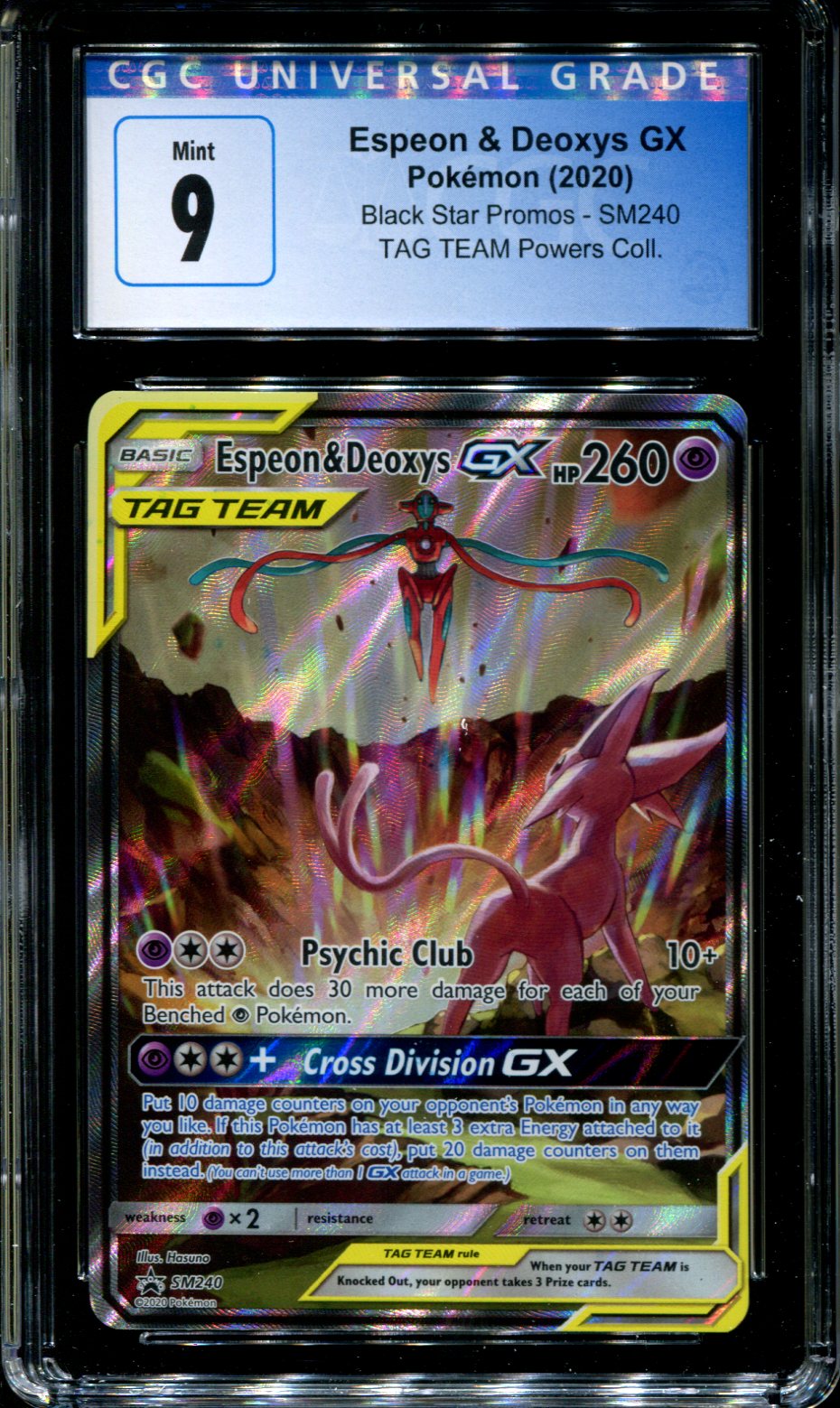 Espeon & Deoxys GX - SM240 - CGC 9 - Black Star Promos - Ultra