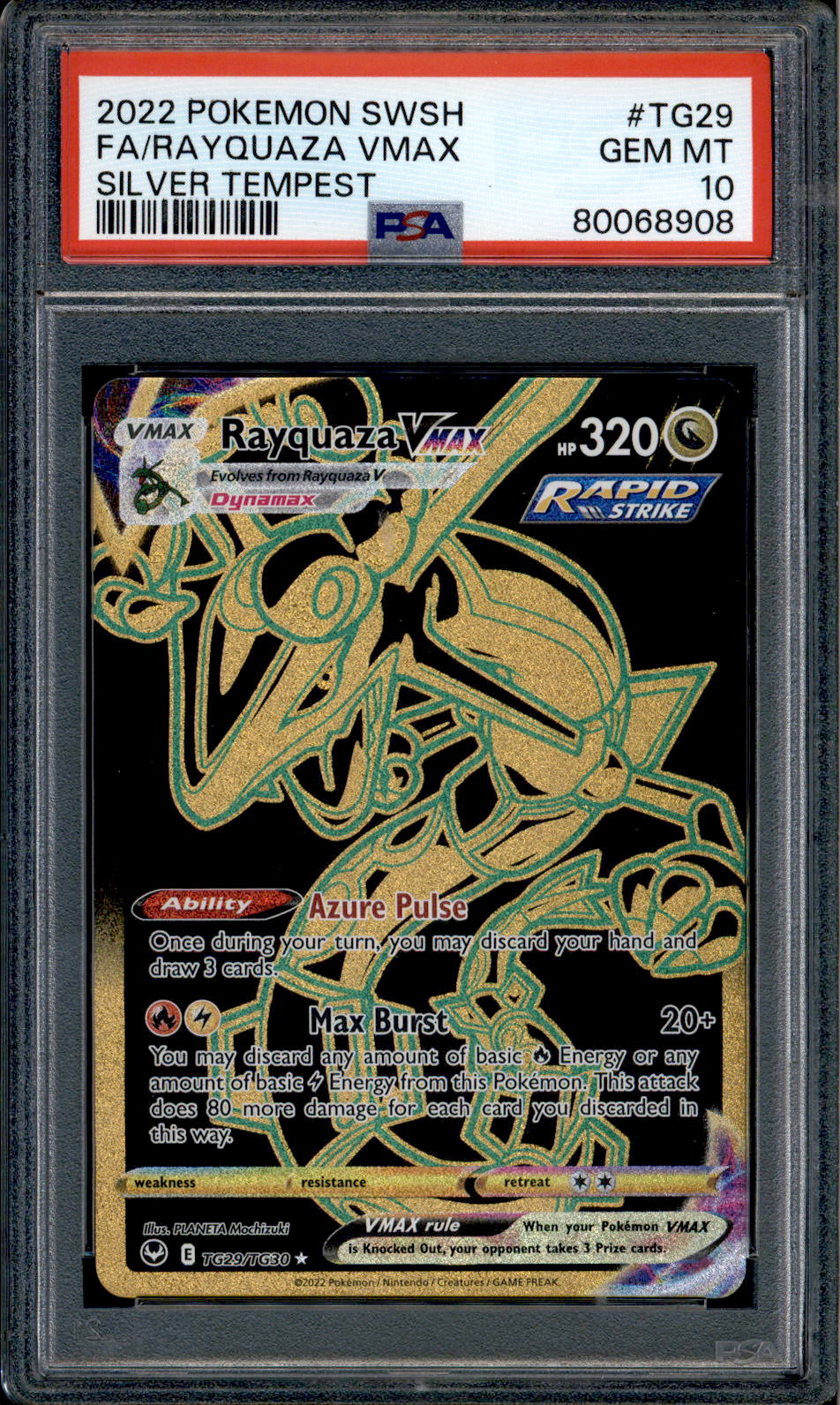 Rayquaza Vmax - TG29/TG30 - PSA 10 - Secret Rare - Silver Tempest